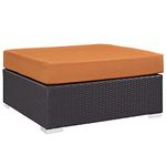 LexMod Convene Outdoor Patio Square Ottoman, Espresso/Orange