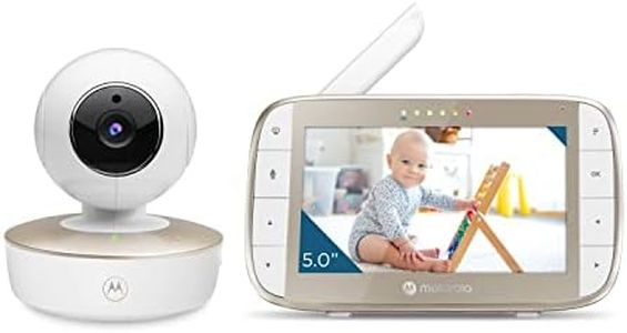Motorola Nursery VM50G Baby Monitor Camera - 5-inch Colour Display Parent Unit - Lullabies - Two-Way Communication - High Sensitive Microphone, Tilt and Digital Zoom - Night Vision, White/Gold