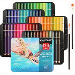 KALOUR Professional Watercolor Pencils, Set of 120 Colors,with Two Brush,Numbered and Lightfastness,Water-soluble Colored Pencils for Adult Coloring Book,Water Color Pencils for Artists Beginner Kids