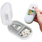 2-in-1 Pill Splitter for Small Tablets with Dispenser - Portable Pill Cutter for Small or Large Pills with Stainless Steel Blade - Cuts Pills, Vitamins, Tablets (White)