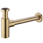 TRUSTMI Brass Round Bathroom Sink Bottle Trap Basin Waste Sink Pipe Drain Adjustable Height Deodorization, Brushed Gold