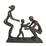 DreamsEden Rustic Family Figurines, Cast Iron Art Home Decoration Statue with Gift Card for Anniversary Birthday (Family of Three)