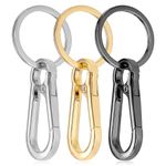 Mozeat Lens 3 Pcs Metal Keychain Keyring Clip Keychains Key Ring Chain Hook Clips Holder Organizer for Car and Keys Finder for Men Women Black Silver Gold