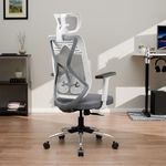 Green Soul®| Zodiac Superb | Office Chair | Flybird Ergonomic Design | Adjustable Armrests | Multi-Tilt Lock Mechanism | Adjustable Lumbar Support |Nylon Frame|No Seat Slider (White & Grey)