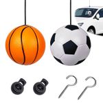 2 Pack Garage Parking Aid,Garage Car Stop Indicator,Garage Parking Assist Stop Ball,Parking Ball Guide System,Double Car Parking Aid with Telescopic Adjustable Length(basketball shape+soccer shape)