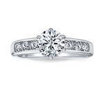 Personalize 2CT AAA CZ Cubic Zirconia 6 Prong Round Brilliant Solitaire Engagement Ring For Women .925 Sterling Silver Channel Set CZ Side Stones Band Customizable