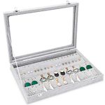 BASUWELL Earrings Pendant Velvet Glass Display Storage Holder Jewellery Earring Storage Box Case Organiser