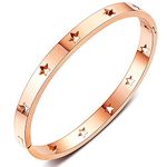 Gleamart Rose Gold Simple Style Love Bangle Bracelet Stainless Steel Star Buckle Bracelet for Women