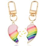 EQLEF Kids Friendship Keyring, Magnetic Best Friend Keyring for 2 Girls Friendship Heart Keyring Bestie Keychain Rainbow Bff Keychain Gifts for Birthday Graduation Christmas (2Pcs)