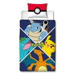 Character World Pokemon Officially Licensed Divide Design Single Duvet Cover Set | Reversible 2 Sided Pikachu Characters Bedding Including Matching Pillow Case | Perfect For Kids Bedroom | Polycotton