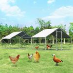 Giantex 26ft Large Metal Chicken Coop, Walk-in Chicken Coops Run House Shade Cage, Waterproof and Sun Protection Cover for Outdoor Backyard Farm, Hen Run House Poultry Habitat (10 x 26 x 6.4ft)