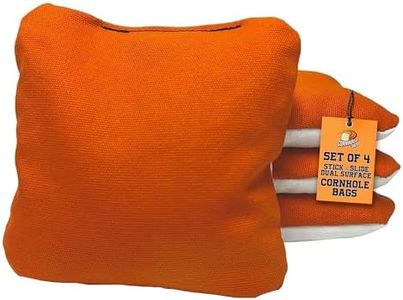 Cornhole365 Stick & Slide Cornhole Bags - Resin Filled, Canvas and Suede, Tournament Bean Bags, Regulation, Slick Shot Bags, Cornhole Bags - Orange - Set of 4