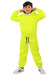 A2Z 4 Kids Plain Tracksuit Contrast Fleece Hoodie with Joggers - T.S Contrast Trim Neon Green Black11-12.