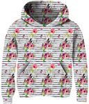 13-14T 3D Floral Graphics Hoody Sweater Beautiful Pink Flower Jackets Students Loose Lightweight Clothes Big Pockets Vogue Printings Pretty Cool Cute Teenagers Fall Top Shirts