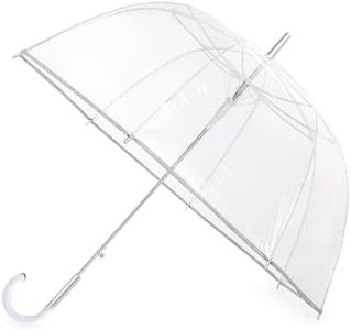 G4Free 52 inch Clear Bubble Umbrella, Large Canopy Transparent Dome Coverage Stick Umbrella with Reflective Strip, J Hook Handle European Style for Weddings,Prom, Graduation and Outdoor Events