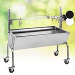 OneConcept 2-in-1 BBQ Rotisserie Kit & Barbecue Grill, Electric Rotisserie Grill & BBQ Grill, Extra Large Pig Barbeque Grill with Wheels, Outdoor Spit Roast BBQ with Stainless Steel Grate and Ash Tray