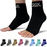 SB SOX Ankle Compression Sleeve - Plantar Fasciitis Compression Socks - Best Arch Support for All Day Wear - Relief for Heel Pain and Night Splint Comfort (Solid Black, Large)