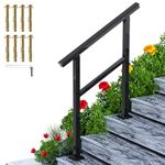 SPACEUP Step Handrail 3Ft Aluminum and Iron Railing 35 X 36" Fits 0 to 3 Steps Transitional Handrail with Installation Kit Handrail Stair Rail for Outdoor Or Indoor Steps,Mirror Black