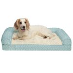 Furhaven Large Memory Foam Dog Bed Plush & Diamond Print Nest Top Sofa-Style w/Removable Washable Cover - Aqua, Large