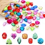 100 Pieces Toy Gems, Gemstones for Kids Pirate Treasure Jewels Fake Acrylic Gems Multicolor Bling Diamonds Plastic Gemstones for Summer Beach Underwater Swimming Toys Birthday Swimming Pool Party