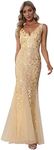 Women's V-Neck Sequin Mermaid Dress