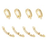 HOBBIESAY 8Pcs Brass Micro Pave Cubic Zirconia Enhancer Shortener Pendant Bails Hinged Bails Golden Fold Over Clasps Oval Metal Carrier Hanger Links for DIY Bracelet Bangle Necklace Earring