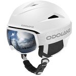 Odoland Ski Helmet with VLT 18% Ski Goggles for Skiing and Snowboard, Light Weight and Adjustable Ventilation Snow Helmet with Warm Fluffy Earpads for Men Women Adult and Youth, White S