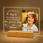 UNIQUILLING Personalised Sympathy Gifts Custom Bereavement Gifts for Loss of Mum Memorial Photo Frame with Text Personalized Memorial Plaque Night Light Lamp for Loss of Loved One (for Women)