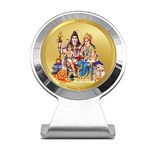 DIVINITI 24K Gold Plated Foil Shiv Parivar Photo Frame for Car Dashboard, Car Idol, Table Décor|Shiva Familly Religious Pooja Prayer Car Frame For Gift MCF 1CR Metallic (6.2x4.5 cm)