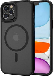 Yzoiko Fits iPhone 11 Pro Max Phone Case -Compatible with MagSafe, Military-Grade Protection, Slim Translucent Matte Back for iPhone 11 Pro Max Case, Black