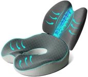 2 in 1 Seat Cushion and Lumbar Support, Large Size Ergonomic Memory Foam Chair Cushion & Back Support for Coccyx Sciatica Hemorrhoid Tailbone Back Pain Relief, for Office Chair, Car, Wheelchair