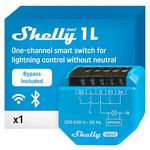 Shelly 1L Gen3 with Bypass - Wi-Fi & Matter Smart Relay Switch, 1 Channel, 200W Max, Remote Control, No Neutral Wire Required, Flush Mounting, Controls Loads Over 5 W, Alexa & Google, No Hub Required