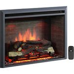 PuraFlame Western Electric Fireplace Insert with Fire Crackling Sound, Remote Control, 750/1500W, Black, 33 5/64 Inches Wide, 25 35/64 Inches High