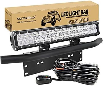 SKYWORLD LED Light Bar, 20 inch 126W Spot Flood Combo Beam Work Driving Lamp with Black License Plate Mounting Bracket Wiring Harness Kit for Truck Car ATV SUV 4X4 Boat