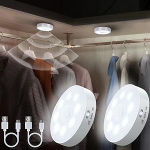GLVSAE 2 Pack LED Motion Sensor Light,Under Counter Lighting, Kitchen Night Lights, USB Rechargeable Battery Powered Operated Light for Wardrobe,Closets,Cabinet,Cupboard