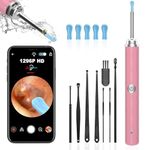 Ear Wax Removal Tool Camera, (1296P) Ear Cleaner with Light and Camera Ear Wax Cleaner with 8 pcs Ear Set, Earwax Removal Kit Compatible with iPhones, iPad, Android Phones,Pink…