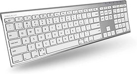 Macally Wireless Bluetooth Keyboard with Numeric Keypad for Laptops, Computers (Apple: Mac, iMac, MacBook Pro/Air, iOS, iPhone, iPad, Windows: PC and Android), Smartphones, Tablets (Aluminum Silver)