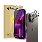 [2+2 PACK]:2 Tempered Glass Screen Protector for iPhone 13 PRO MAX AND 2 Phone Lenses Camera Protector,Anti-scratch,Anti-Fingerprint,anti-explosion,Anti-SPY,Transparent