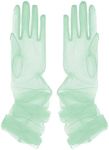 Aniler Women's 27'' Long Tulle Gloves Sheer Bridal Gloves Opera Party Gloves Opera Christmas Costume Party Dance Gloves, Lime Green