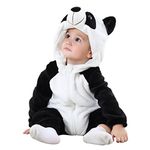 MICHLEY Unisex Baby Boy Girl Hooded Romper Winter Animal Cosplay Jumpsuit Outfit, Panda, 6-12months, Size 80