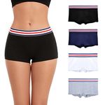 ZLYC Women Cotton Boxer Shorts Comfort Breathable Panties Stretch Underwear(4 Pack Assorted),S