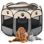 MAK7 ONLINE BIZ Portable Folding Pet Playpen Dog House Large Tent and Playpen,Octagonal Design, Dog Fence 91cm x 91cm x 58cm, Size -L - (Multi and Random Color)