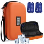 HIMDUZE Insulin Cooler Travel Case, TSA Approved Portable Insulated Medication Diabetic Cooler Bag w/Thermometer Temperature Display, Refrigerated Medicine Organizer w/ 2 Ice Packs for Trip (Orange)