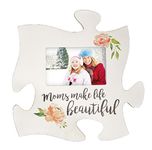 P. Graham Dunn Moms Make Life Beautiful Floral White 12 x 12 Wood Puzzle Photo Frame Wall Plaque