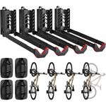 monTEK Swivel Bike Wall Mount, No Lifting Bike Storage Rack, Bike Hanger for Garage, Foldable Bike Wall Rack for Space-Saving Garage Storage, Easy to Load and Unload, Holds Up to 35kg, 4 Pack