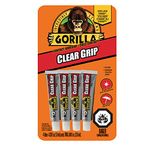 Gorilla Clear Grip Contact Adhesive Minis, Flexible, Fast-Setting, Permanent Bond, Waterproof, Indoor & Outdoor, Paintable, 4-0.2oz Tubes, Clear, (Pack of 1), 8151002