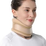 VELPEAU Neck Brace -Foam Cervical Collar - Soft Neck Support Relieves Pain & Pressure in Spine - Wraps Aligns Stabilizes Vertebrae - Can Be Used During Sleep (Dual-use, Brown, Medium, 3″)