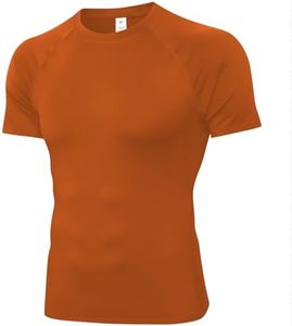 SPVISE Orange Men's Compression Shirts Cooling Dry Short Sleeve Baselayer Athletic Workout T Shirts Rash Guard Gym Undershirt