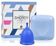 SHORDY Menstrual Cup, Silicone Cup (Large), Soft & Flexible, Coupe Menstruelle Kit for Women Up to 12 Hours of Comfort, Eco-Friendly Period Cup & Safer Alternative to Pads & Tampons (Blue)