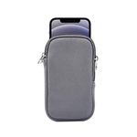 Jlyifan Neoprene Cell Phone Sleeve, Zip Wallet Pouch with Neck Strap for iPhone 15 15 Pro 14 14 Pro iPhone 13 13 Pro iPhone 12 Pro 11 Pro iPhone SE 2020 iPhone X XS LG Aristo 5 4 3 Phoenix 5 4 (Gray)